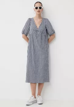 Tommy Jeans rochie culoarea negru, midi, evazati, DW0DW17920 imagine