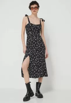 Tommy Jeans rochie culoarea negru, midi, evazati, DW0DW17949 imagine