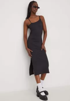 Tommy Jeans rochie culoarea negru, midi, mulata imagine