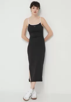 Tommy Jeans rochie culoarea negru, midi, mulata, DW0DW17952 imagine