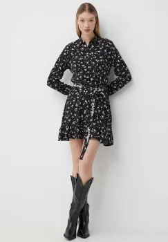 Tommy Jeans rochie culoarea negru, mini, evazati, DW0DW17946 imagine