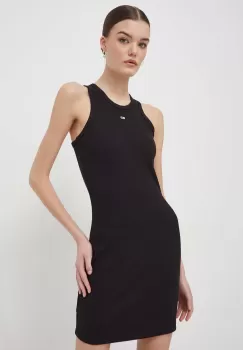 Tommy Jeans rochie culoarea negru, mini, mulata imagine