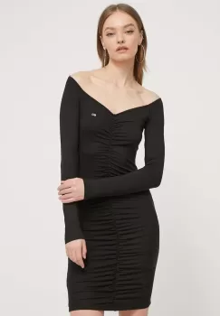 Tommy Jeans rochie culoarea negru, mini, mulata imagine