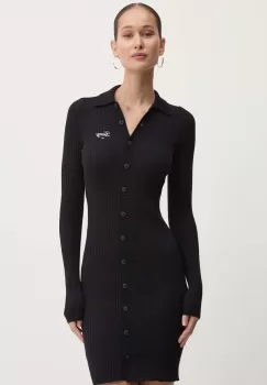 Tommy Jeans rochie culoarea negru, mini, mulata, DW0DW18481 imagine