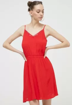 Tommy Jeans rochie culoarea rosu, mini, evazati imagine