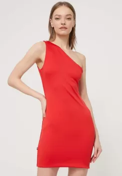 Tommy Jeans rochie culoarea rosu, mini, mulata imagine