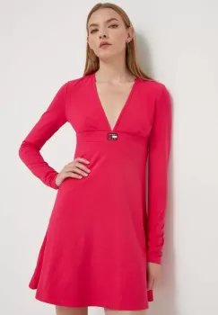Tommy Jeans rochie culoarea roz, mini, evazati imagine