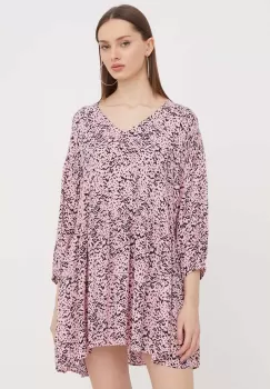 Tommy Jeans rochie culoarea roz, mini, evazati imagine