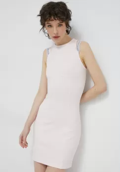 Tommy Jeans rochie culoarea roz, mini, mulata imagine