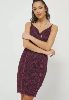 Tommy Jeans rochie culoarea roz, mini, mulata imagine