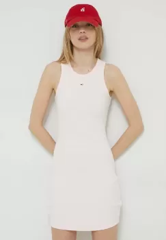 Tommy Jeans rochie culoarea roz, mini, mulata imagine