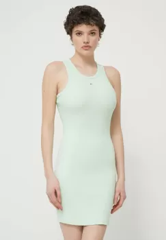 Tommy Jeans rochie culoarea verde, mini, mulata imagine