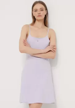 Tommy Jeans rochie culoarea violet, mini, evazati imagine