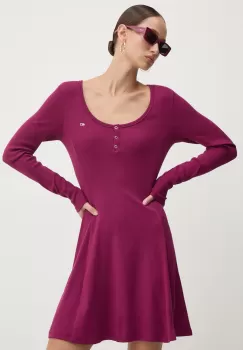 Tommy Jeans rochie culoarea violet, mini, evazati, DW0DW18482 imagine