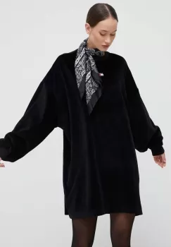 Tommy Jeans rochie de catifea culoarea negru, mini, oversize imagine