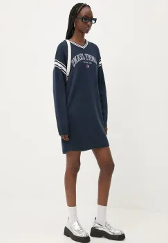 Tommy Jeans rochie din bumbac culoarea albastru marin, mini, oversize, DW0DW19807 imagine