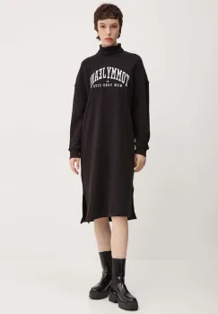 Tommy Jeans rochie din bumbac culoarea negru, mini, oversize, DW0DW19808 imagine