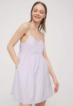 Tommy Jeans rochie din bumbac culoarea violet, mini, evazati imagine