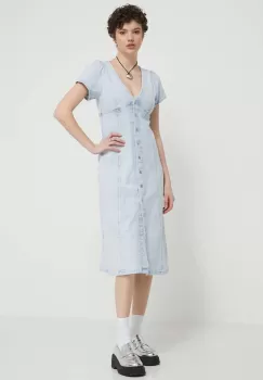 Tommy Jeans rochie jeans midi, drept, DW0DW17966 imagine