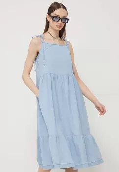 Tommy Jeans rochie jeans midi, evazati imagine