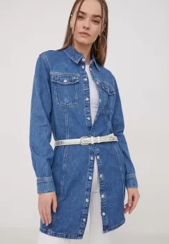 Tommy Jeans rochie jeans mini, drept imagine