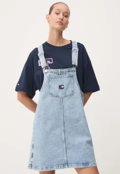 Tommy Jeans rochie jeans mini, drept, DW0DW18665 imagine