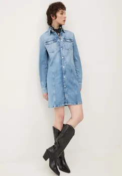 Tommy Jeans rochie jeans mini, drept, DW0DW18709 imagine