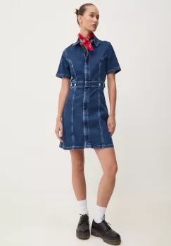 Tommy Jeans rochie jeans mini, evazati, DW0DW18593 imagine