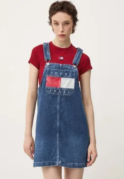 Tommy Jeans rochie jeans mini, evazati, DW0DW18956 imagine