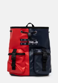 Tommy Jeans rucsac femei, culoarea albastru marin, mic, cu imprimeu, AW0AW16279 imagine