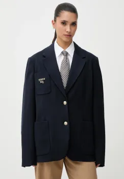 Tommy Jeans sacou culoarea albastru marin, un singur rand de nasturi, neted, DW0DW22495 imagine