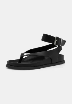 Tommy Jeans sandale de piele TJW ANKLE STRAP SANDAL culoarea negru, EN0EN02873 imagine