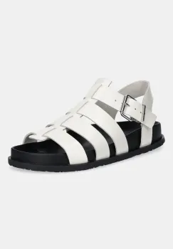 Tommy Jeans sandale de piele TJW FISHERMAN PATENT SANDAL culoarea alba, EN0EN02874 imagine