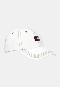 Tommy Jeans sapca de baseball din bumbac culoarea alb, cu imprimeu, AW0AW17572 imagine
