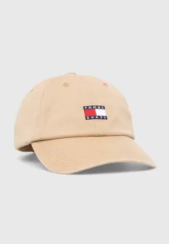 Tommy Jeans sapca de baseball din bumbac culoarea bej, cu imprimeu imagine