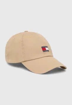 Tommy Jeans sapca de baseball din bumbac culoarea bej, cu imprimeu imagine