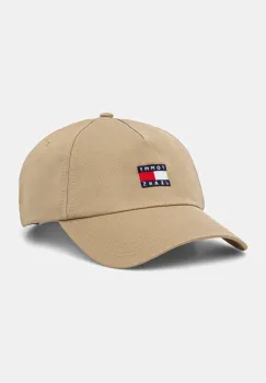 Tommy Jeans sapca de baseball din bumbac culoarea bej, cu imprimeu, AM0AM12933 imagine