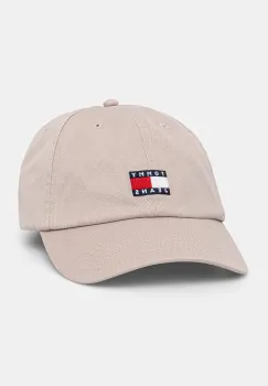 Tommy Jeans sapca de baseball din bumbac culoarea bej, cu imprimeu, AW0AW15848 imagine
