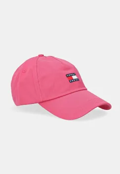 Tommy Jeans sapca de baseball din bumbac culoarea bej, cu imprimeu, AW0AW16991 imagine
