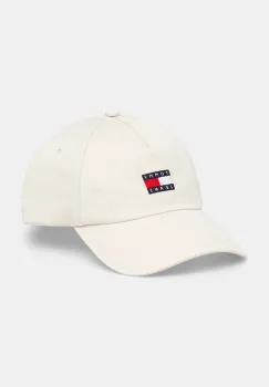 Tommy Jeans sapca de baseball din bumbac culoarea bej, cu imprimeu, AW0AW16991 imagine