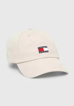 Tommy Jeans sapca de baseball din bumbac culoarea bej, cu imprimeu imagine