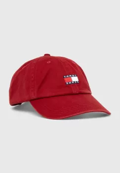 Tommy Jeans sapca de baseball din bumbac culoarea bordo, cu imprimeu imagine