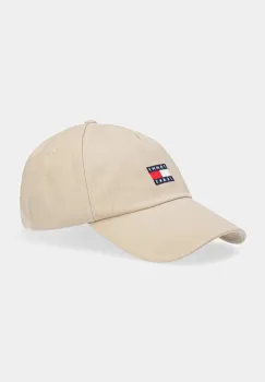 Tommy Jeans sapca de baseball din bumbac culoarea maro, cu imprimeu, AM0AM12933 imagine