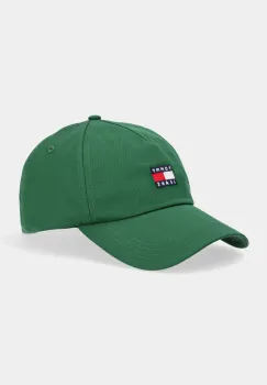Tommy Jeans sapca de baseball din bumbac culoarea maro, cu imprimeu, AM0AM12933 imagine