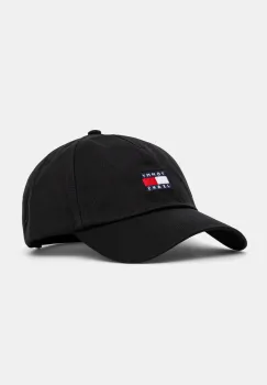 Tommy Jeans sapca de baseball din bumbac culoarea negru, cu imprimeu, AM0AM12933 imagine