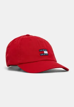 Tommy Jeans sapca de baseball din bumbac culoarea rosu, cu imprimeu imagine