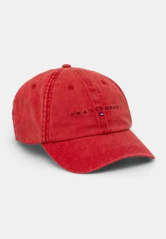 Tommy Jeans sapca de baseball din bumbac culoarea rosu, cu imprimeu, AM0AM13355 imagine