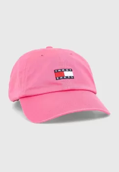 Tommy Jeans sapca de baseball din bumbac culoarea roz, cu imprimeu imagine