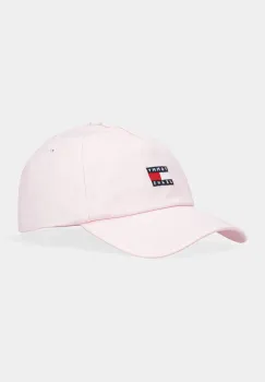 Tommy Jeans sapca de baseball din bumbac culoarea roz, cu imprimeu, AW0AW16991 imagine
