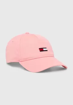 Tommy Jeans sapca de baseball din bumbac culoarea roz, neted imagine